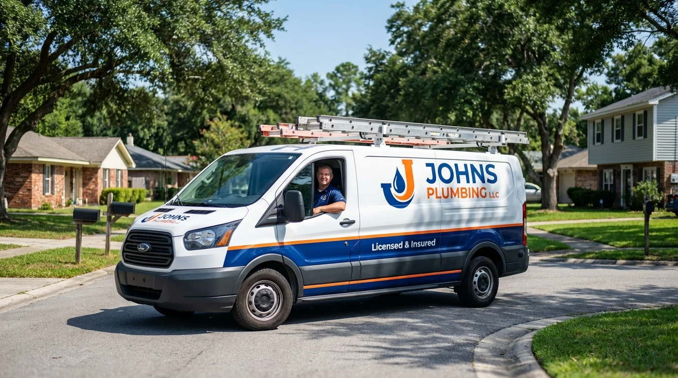Johns Plumbing LLC service van in East Spencer, NC