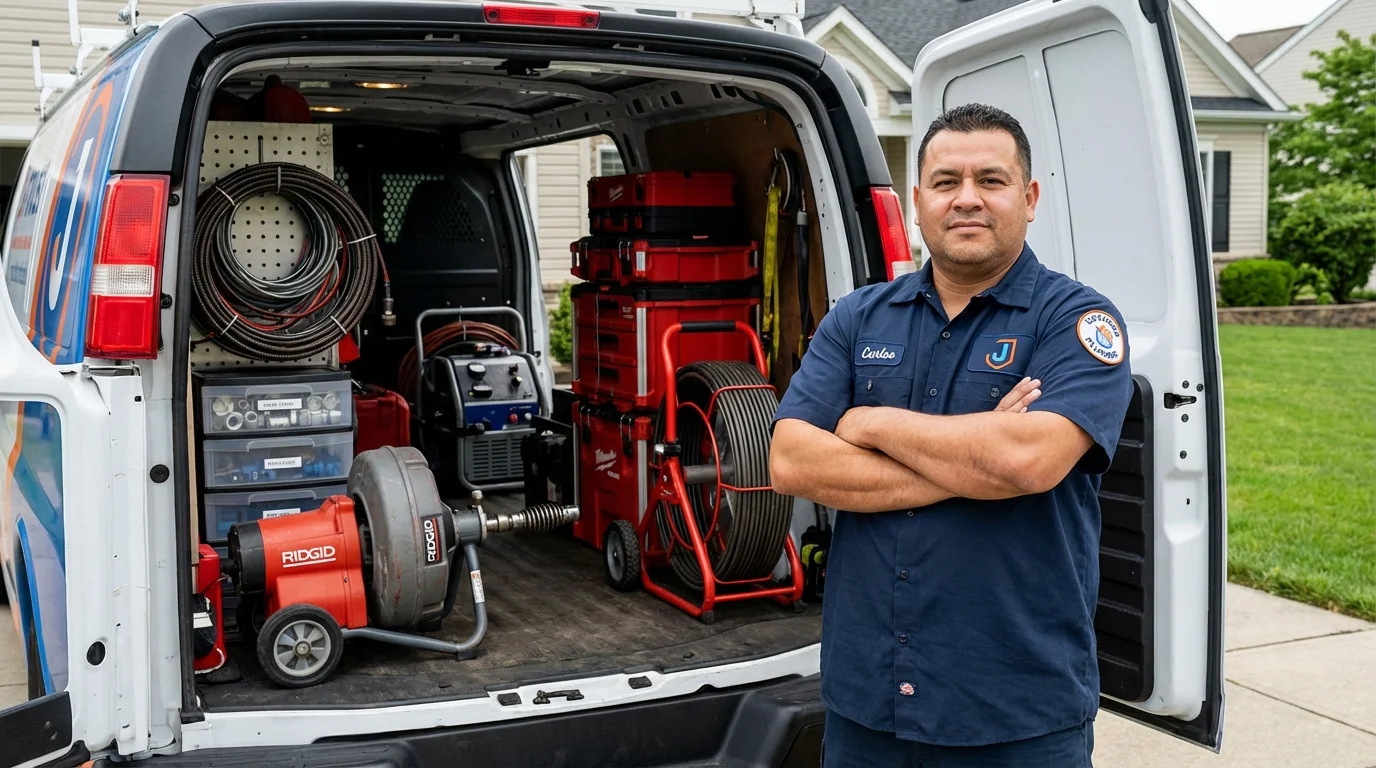 Professional drain cleaning equipment and Johns Plumbing LLC plumber in East Spencer