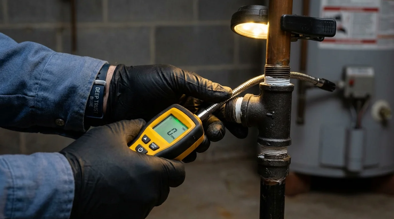 Gas leak detection with electronic sniffer by Johns Plumbing LLC in East Spencer